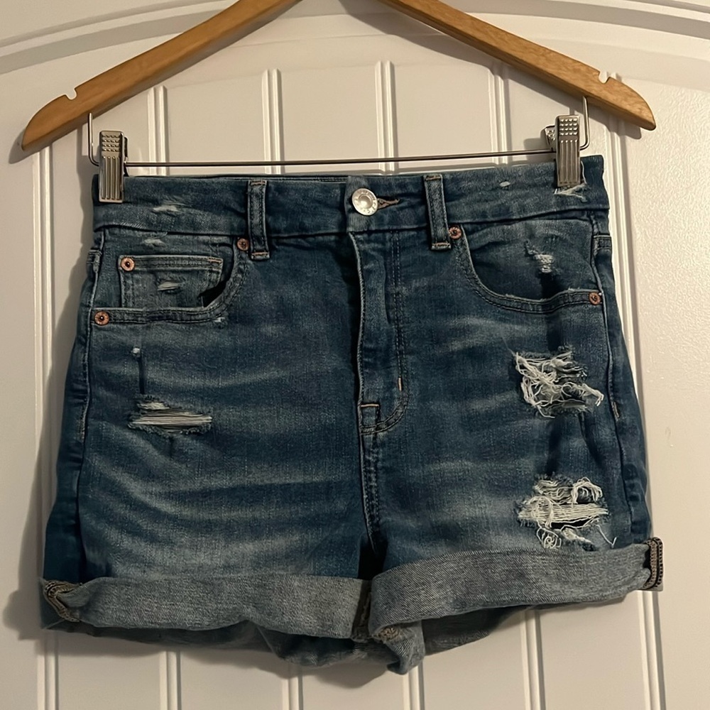 American Eagle Curvy Hi Rise Shortie Jean Shorts Size 2